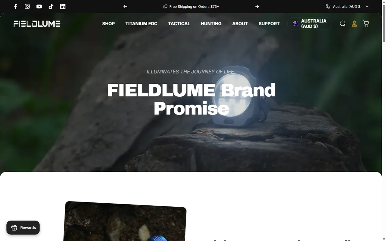 FIELDLUME 官网品牌承诺截图